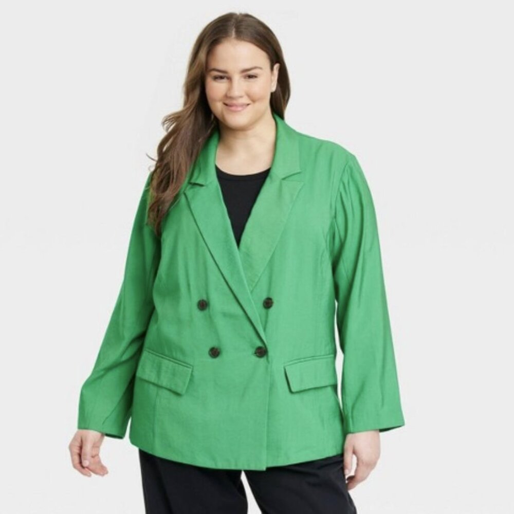 New A New Day Jacket Blazer size XL Kelly Green Double Breast Soft Preppy